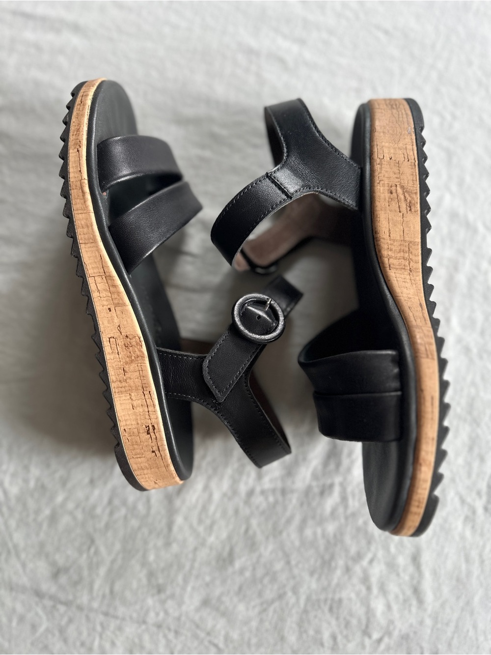 Paul Green Teegan Black Leather Cork Platform Sandals NWOB Size US 7.5 / AT 5 - Picture 7 of 14